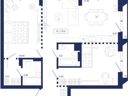 Продается 2-комнатная квартира ЖК Юнити Центр, 76.6  м&sup2;, 19900000 рублей