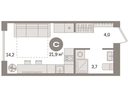 Продается Студия ЖК Пшеница, дом 2.1, 21.5  м&sup2;, 4140000 рублей