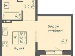 Продается 1-комнатная квартира ЖК Гильдия, 34.1  м&sup2;, 3950000 рублей