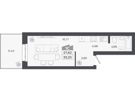Продается Студия ЖК Квартал 54, дом 1, 27.82  м&sup2;, 6149000 рублей