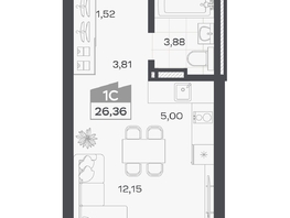 Продается Студия ЖК Квартал 54, дом 1, 26.36  м&sup2;, 5530000 рублей