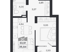 Продается 2-комнатная квартира ЖК Квартал 54, дом 1, 33.91  м&sup2;, 6775000 рублей
