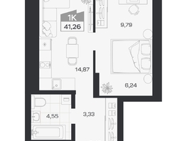 Продается 1-комнатная квартира ЖК Квартал 54, дом 1, 41.26  м&sup2;, 7254000 рублей