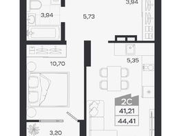 Продается 2-комнатная квартира ЖК Квартал 54, дом 1, 41.21  м&sup2;, 8194000 рублей