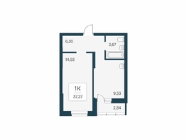 Продается 1-комнатная квартира ЖК Расцветай на Бугринской роще, 37.27  м&sup2;, 5428000 рублей