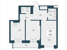Продается 2-комнатная квартира ЖК Расцветай на Кропоткина, дом 2, 58.6  м&sup2;, 9610000 рублей