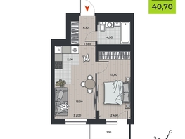 Продается 2-комнатная квартира ЖК ДНК, 40.7  м&sup2;, 6400000 рублей