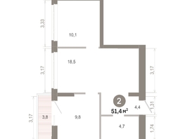 Продается 2-комнатная квартира  Квартал Молодость, дом 1, 51.41  м&sup2;, 8060000 рублей