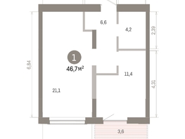 Продается 1-комнатная квартира ЖК Европейский берег, дом 46, 46.72  м&sup2;, 8840000 рублей