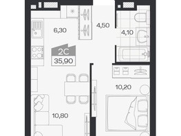 Продается 2-комнатная квартира ЖК Ясный берег, дом 33, 35.9  м&sup2;, 7181000 рублей