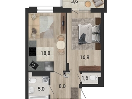 Продается 2-комнатная квартира ЖК Тетрис, корпус 2, 51.7  м&sup2;, 9559500 рублей