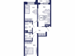 Продается 2-комнатная квартира ЖК Сила леса, корп 1, 59.1  м&sup2;, 10300000 рублей