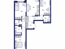 Продается 3-комнатная квартира ЖК Сила леса, корп 1, 83.4  м&sup2;, 10850000 рублей