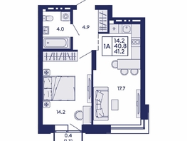 Продается 1-комнатная квартира ЖК Сила леса, корп 1, 41.2  м&sup2;, 6750000 рублей