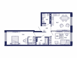 Продается 2-комнатная квартира ЖК Сила леса, корп 2, 71.9  м&sup2;, 10200000 рублей