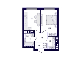 Продается 1-комнатная квартира ЖК Цитатум, 37.5  м&sup2;, 8200000 рублей