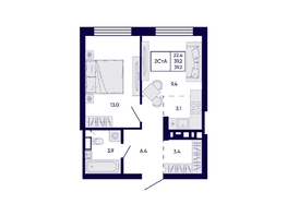 Продается 2-комнатная квартира ЖК Цитатум, 39.2  м&sup2;, 8350000 рублей