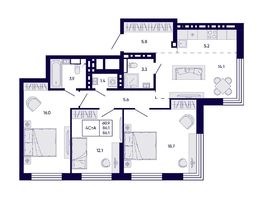 Продается 4-комнатная квартира ЖК Цитатум, 86.1  м&sup2;, 12650000 рублей