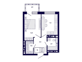 Продается 1-комнатная квартира ЖК Цитатум, 38.4  м&sup2;, 7650000 рублей