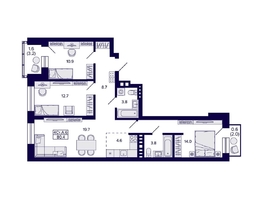 Продается 4-комнатная квартира ЖК Сподвижники, дом 1, 80.4  м&sup2;, 9900000 рублей