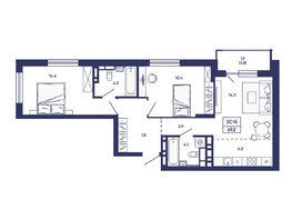 Продается 3-комнатная квартира ЖК Сподвижники, дом 3, 69.2  м&sup2;, 8200000 рублей