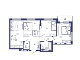 Продается 3-комнатная квартира ЖК Сподвижники, дом 3, 73  м&sup2;, 8100000 рублей