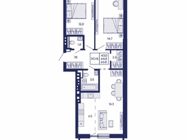 Продается 3-комнатная квартира ЖК Горизонт, дом 2, 66.8  м&sup2;, 10900000 рублей