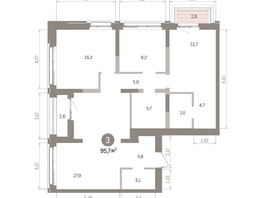 Продается 3-комнатная квартира ЖК Европейский берег, дом 32, 95.7  м&sup2;, 14960000 рублей