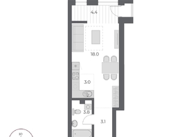 Продается Студия ЖК ОСКАР, дом 2, 32.3  м&sup2;, 7490000 рублей