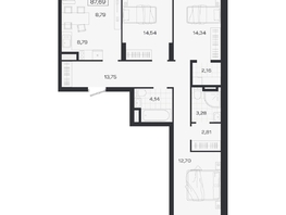 Продается 4-комнатная квартира ЖК Ясный берег, дом 19, бс 2-5, 87.69  м&sup2;, 15041000 рублей