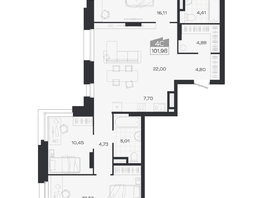 Продается 4-комнатная квартира ЖК Ясный берег, дом 19, бс 2-5, 101.98  м&sup2;, 19693000 рублей