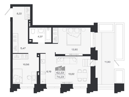 Продается 3-комнатная квартира ЖК Ясный берег, дом 20, 74.23  м&sup2;, 11927000 рублей