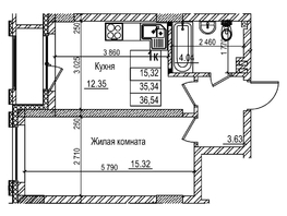 Продается 1-комнатная квартира ЖК Чернышевский, корп 3.3, 35.3  м&sup2;, 6850000 рублей