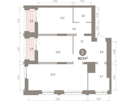 Продается 2-комнатная квартира ЖК Европейский берег, дом 32, 80.9  м&sup2;, 16600000 рублей