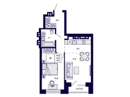 Продается 1-комнатная квартира ЖК Грибоедовский сад, 47.5  м&sup2;, 7900000 рублей