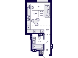 Продается Студия ЖК Грибоедовский сад, 28.5  м&sup2;, 5100000 рублей