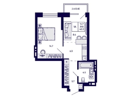 Продается 1-комнатная квартира ЖК Грибоедовский сад, 40.3  м&sup2;, 8000000 рублей