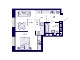 Продается Студия ЖК Грибоедовский сад, 37.8  м&sup2;, 7500000 рублей