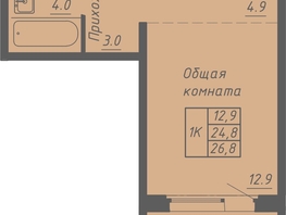 Продается 1-комнатная квартира ЖК Гильдия, 26.8  м&sup2;, 3550000 рублей