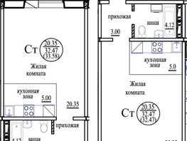 Студия, 33.58 м², 4/10 этаж