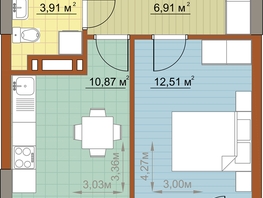 1-комнатная квартира, 34.2 м², 6/22 этаж