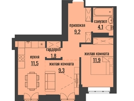 2-комнатная квартира, 50.62 м², 23/24 этаж