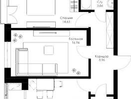 2-комнатная квартира, 59.2 м², 6/24 этаж