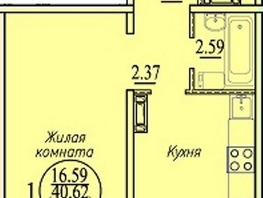 1-комнатная квартира, 41 м², 3/10 этаж