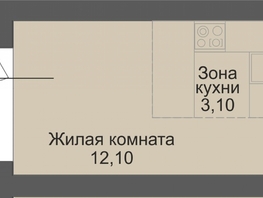 Студия, 23.3 м², 8/12 этаж
