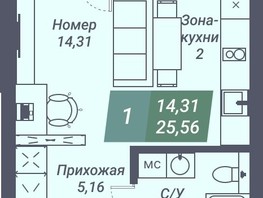 Продается Студия АК Voroshilov (Ворошилов), 25.56  м², 3322800 рублей