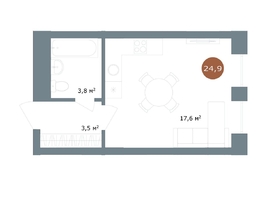 Продается Студия ЖК 19/56 Кварталы Телецентра, сек 1, 24.9  м², 5140000 рублей