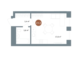 Продается Студия ЖК 19/56 Кварталы Телецентра, сек 7, 24.8  м², 5100000 рублей