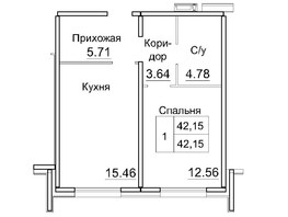 Продается 1-комнатная квартира ЖК Кольца, дом 12а, 42.15  м², 4973700 рублей