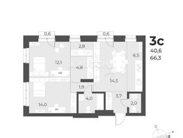 Продается 3-комнатная квартира ЖК Новелла, 66.3  м², 11600000 рублей